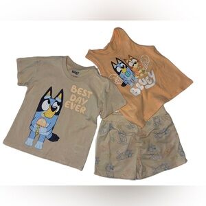 3 Piece Bluey Kids' Boys Outfit T-Shirt Tank Top and Shorts Set Size 6 New